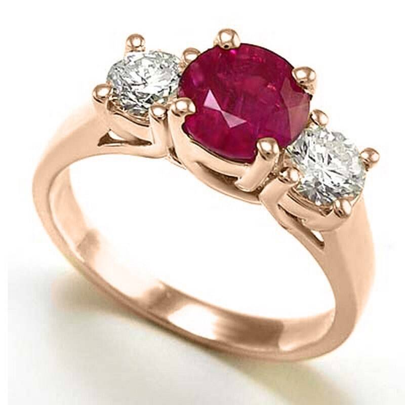 14 K Solid Rose Gold Rubin Diamant Verlobungsring von AnzorJewelry