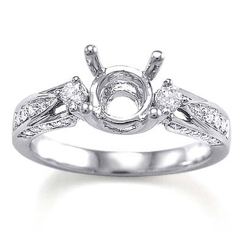 14 K Solid White Gold Diamant Verlobungsring Semi-Mount von AnzorJewelry