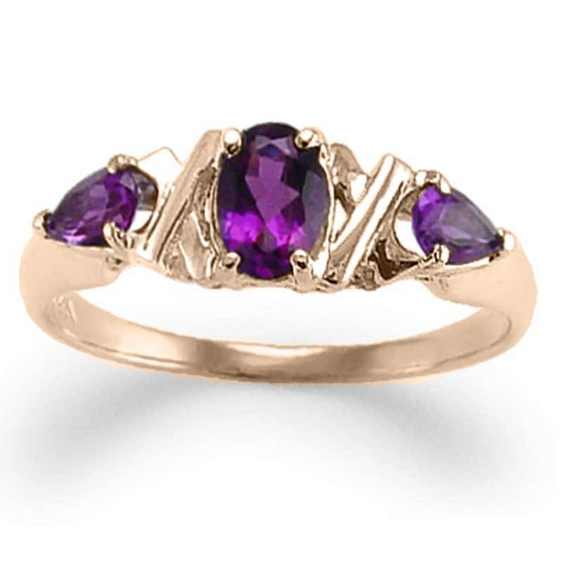 14 K Solide Rose Gold Drei Stein Mutter Amethyst Ring 1, 00 Ct von AnzorJewelry