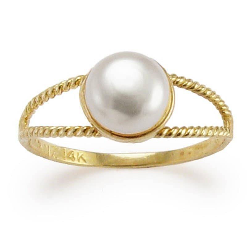 14 K Solis Gold Weiße Perle Ring von AnzorJewelry