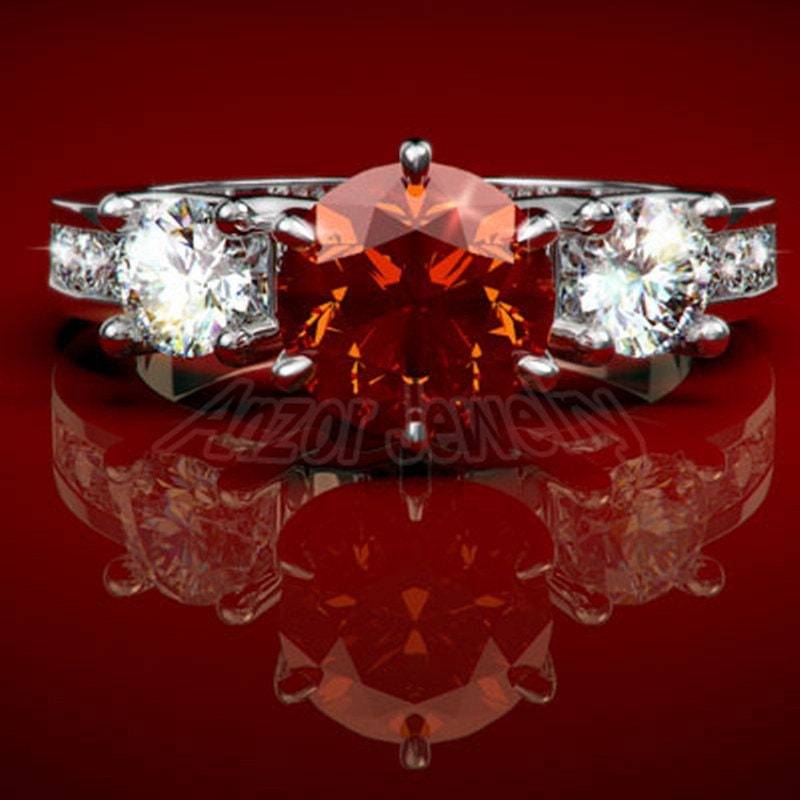 14 K Weißgold Diamant Und Orange Ceylon 1, 59 Cwt Saphir Verlobungsring von AnzorJewelry