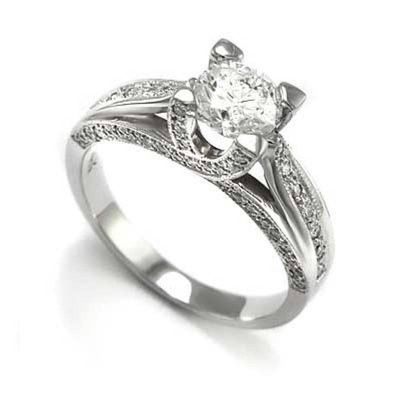 14 K Weißgold Diamant Verlobungsring von AnzorJewelry