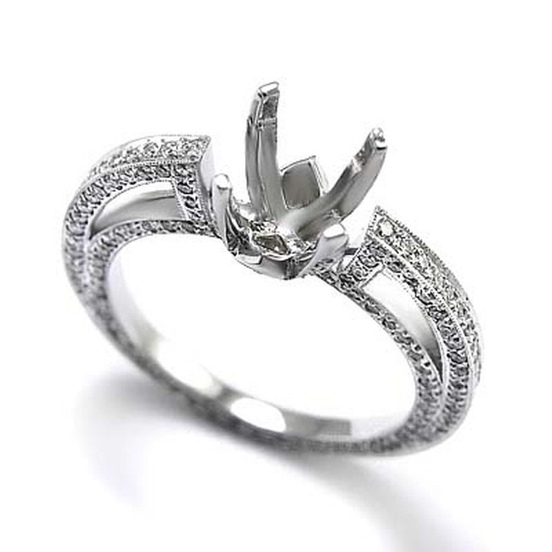 14 K Weißgold Runde Pave Einstellung Verlobungsring von AnzorJewelry