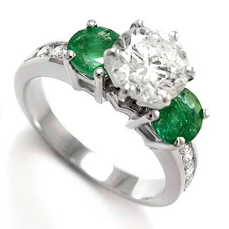 14 K Weißgold Smaragd Diamant Verlobungsring von AnzorJewelry