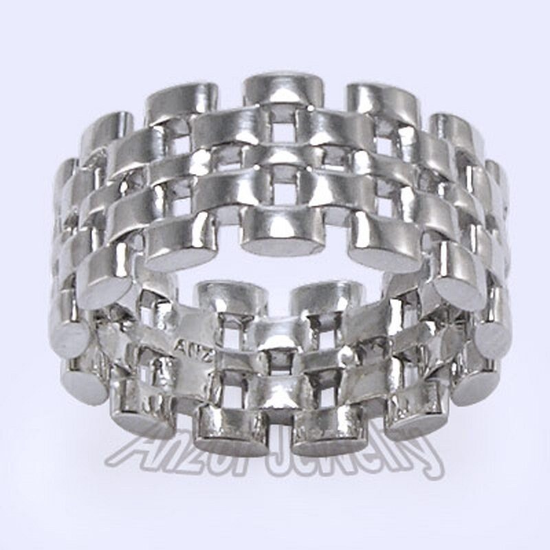 14 K White Gold Panther Link Band Herrenring von AnzorJewelry