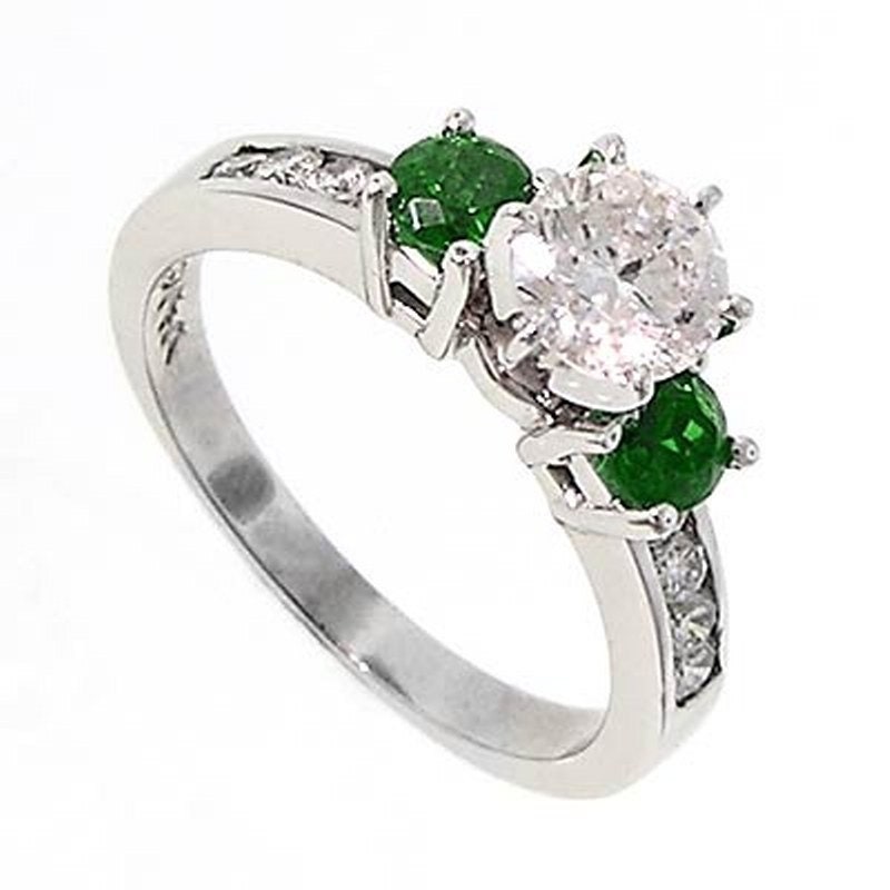 14 K White Gold Tsavorit Granat Diamantverlobungsring Garantiert 100 % Natürliche Edelsteine von AnzorJewelry