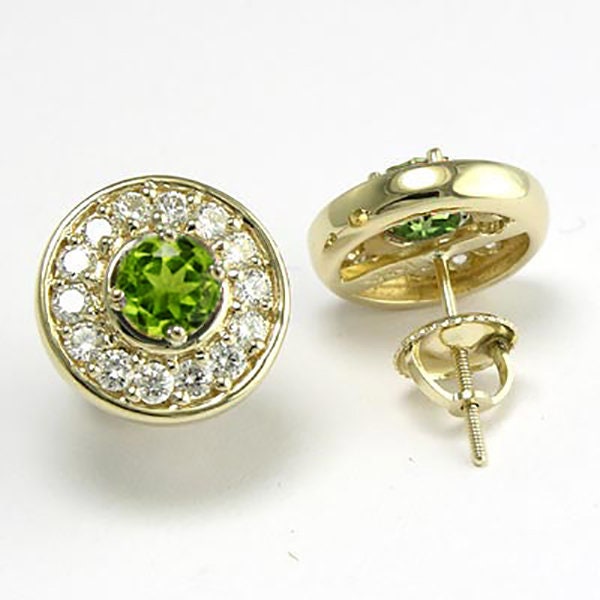 14K Gold Peridot Diamant Ohrstecker 1.56Ct. #e555 von AnzorJewelry
