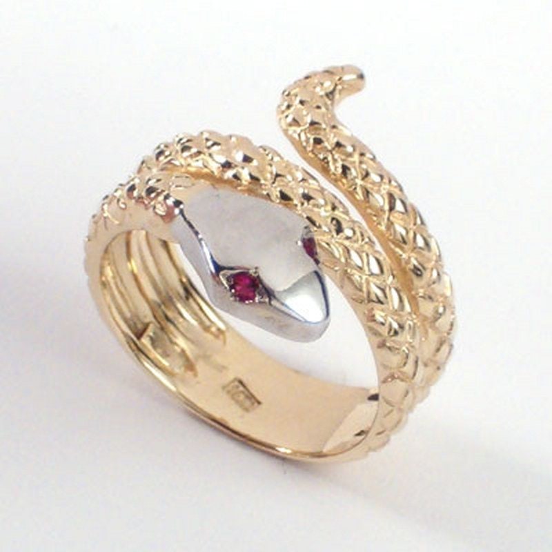 14K Gold Rubinauge Schlangen Ring # R341 von AnzorJewelry