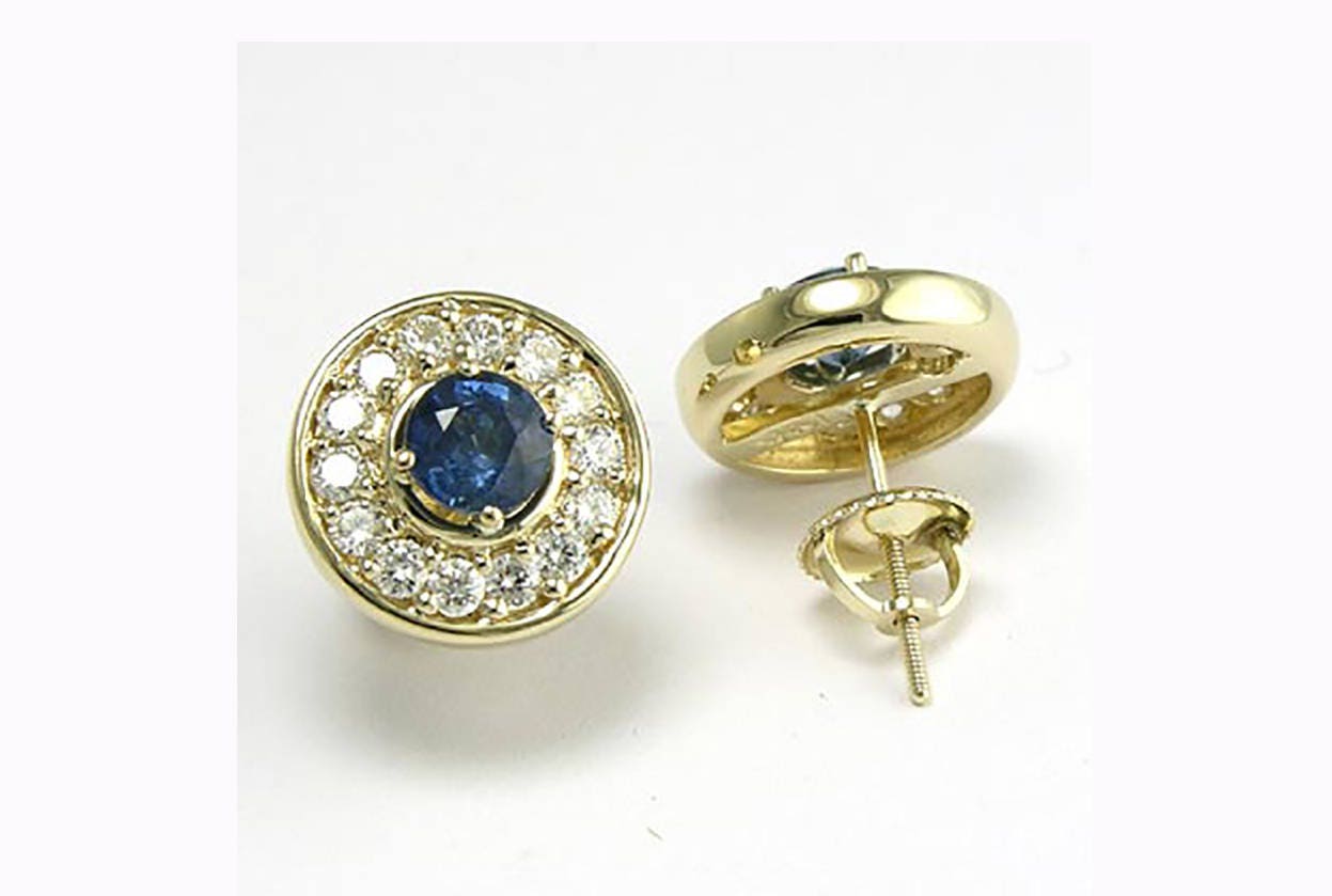 14K Gold Saphir & Diamant Ohrstecker 1.30Ct. Bitte Verkauf Ausverkauf ???? #e475 von AnzorJewelry