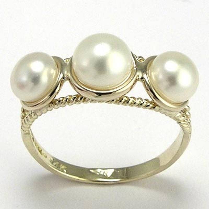14K Gold Triple Perlen Ring von AnzorJewelry