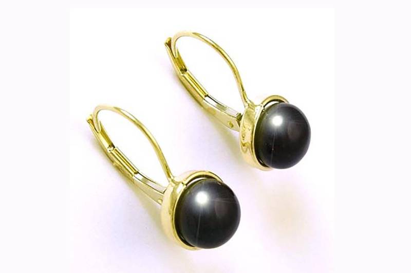 14K Goldschwarzer Onyx Brisur Ohrringe 7 Mm E407 von AnzorJewelry