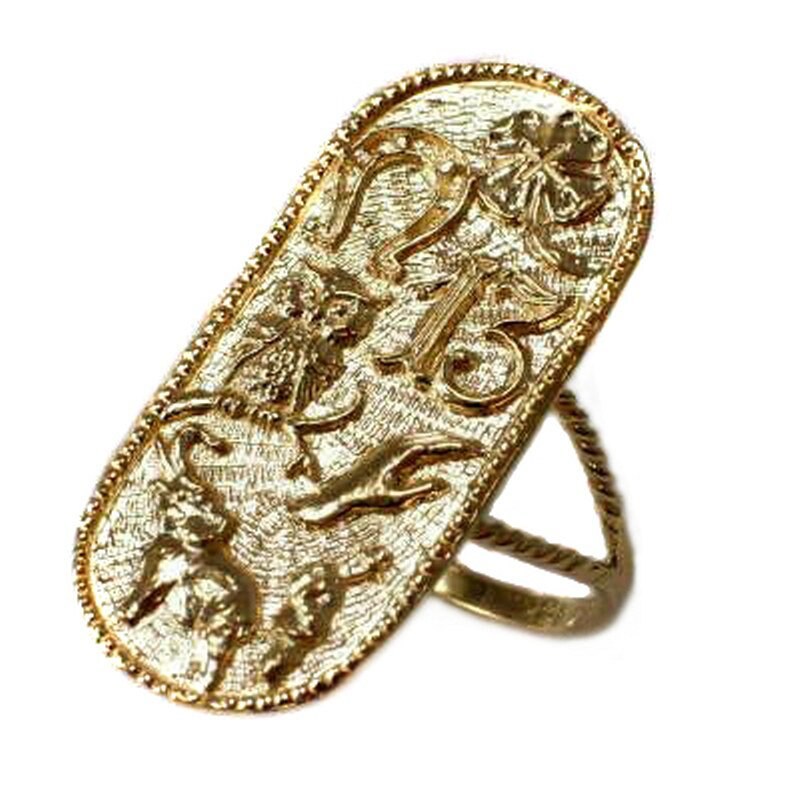 14K-Ring Massiv Gelb Gold 7 Glückliche Dinge von AnzorJewelry