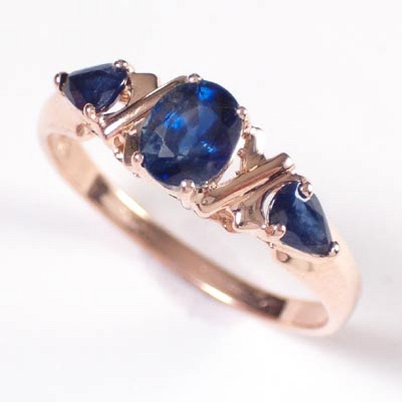 14K Rose Gold Drei Stein Saphir-Ring 1, 35 Cwt. Kostenloser Versand Nach Usa von AnzorJewelry