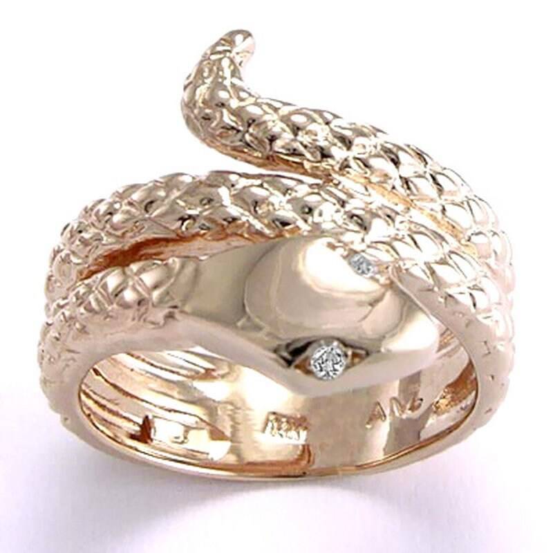 14K Rose Gold Schlange Diamant Auge Serpent Ring von AnzorJewelry