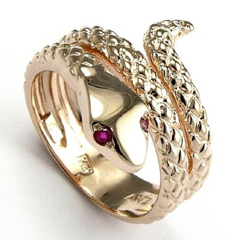 14K Rose Gold Schlange Rubin Auge Handgefertigte Ring von AnzorJewelry
