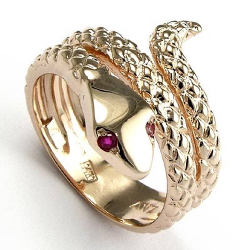 14K Rose Gold Schlange Rubin Auge Handgefertigte Ring von AnzorJewelry