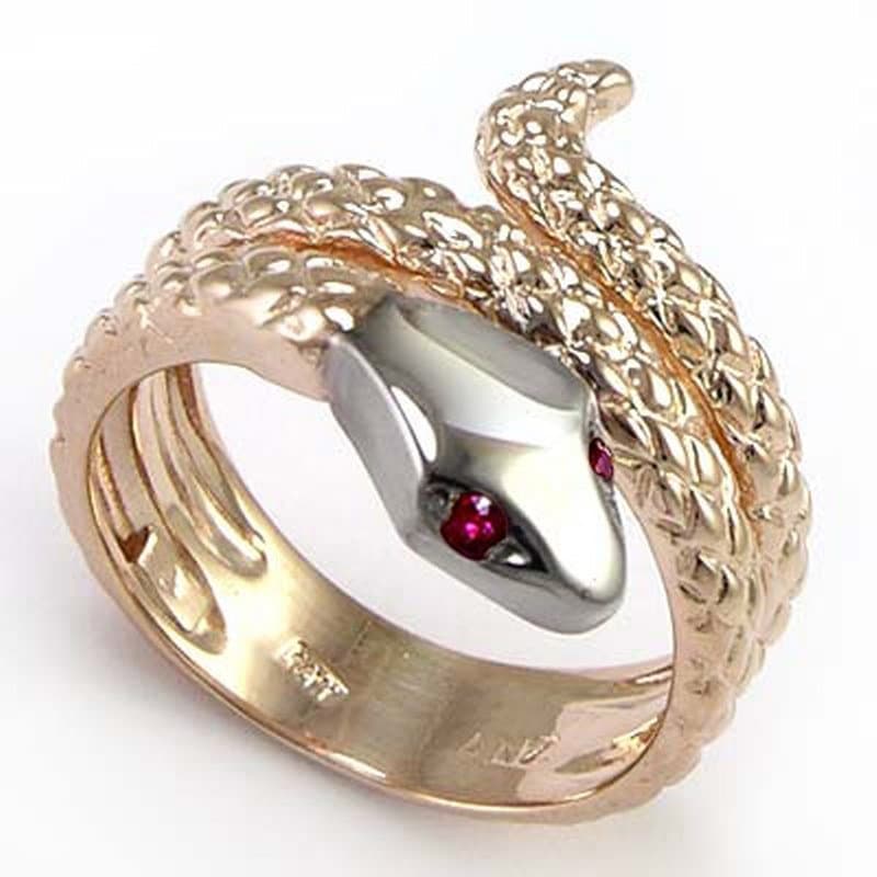 14K Rose Weiß Gold Rubin Auge Schlange Schlange-Ring von AnzorJewelry