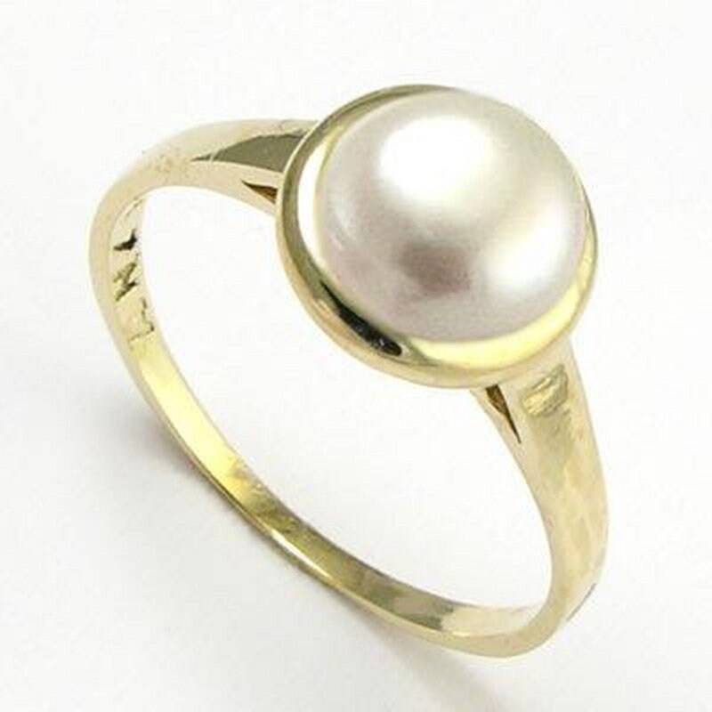14K Solid Gelbgold Süßwasser Perle Ring Kostenloser Versand von AnzorJewelry