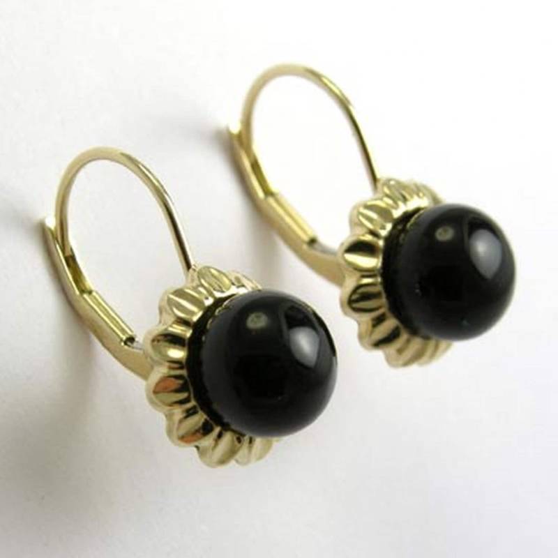 14K Solid Gold Sonnenblume Onyx Ohrringe #e1107 14K Solid Gold Sonnenblume Onyx Ohrringe #e1107 von AnzorJewelry
