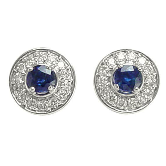 14K Weißgold Saphir Diamant Ohrstecker 1.56Ct. E777 von AnzorJewelry