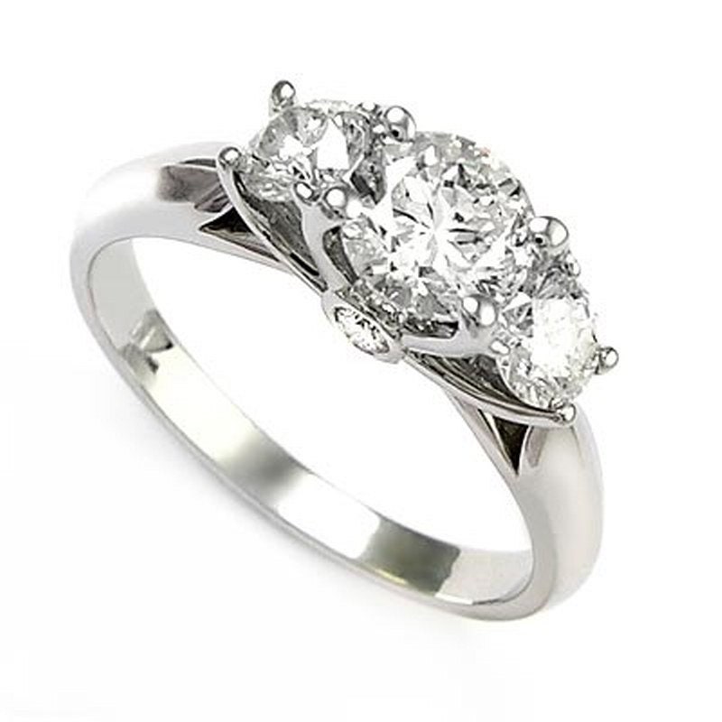 14K Weißgold 1.42 Cwt Diamant Drei-stein-Verlobungsring von AnzorJewelry