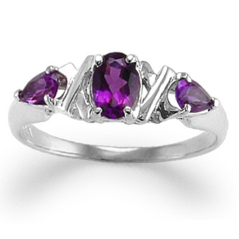 14K Weißgold Drei-stein-Amethyst-Ring - 1.00Ct. #r408 von AnzorJewelry