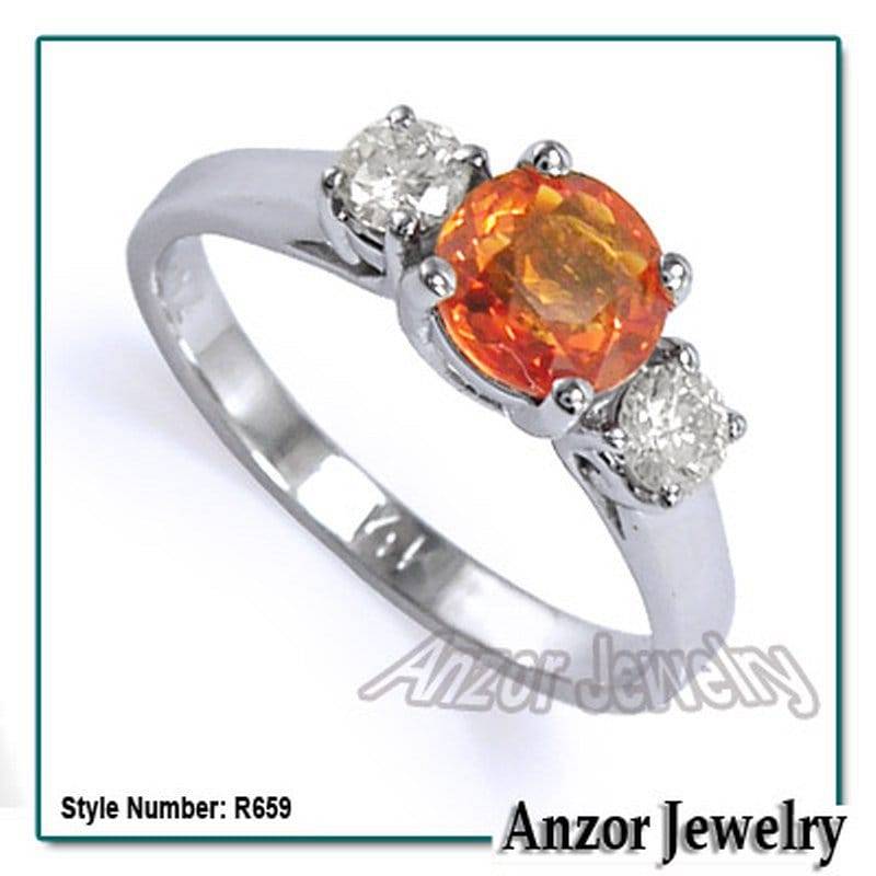 14K Weißgold Orange Saphir Diamant Jubiläumsring 1.25Ct. #r659 von AnzorJewelry
