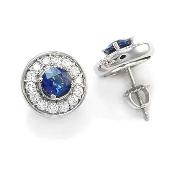 14K Weißgold Saphir Diamant Ohrstecker 1.20Ct. #e545 von AnzorJewelry