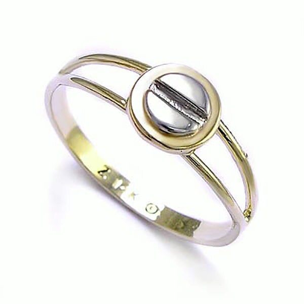 14K Zwei Ton Gold Design Ring 6mm R321 von AnzorJewelry