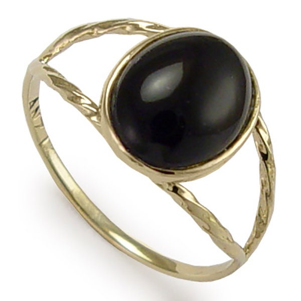 14Ksolid Gelb Gold Oval Echten Onyx Ring R278 von AnzorJewelry