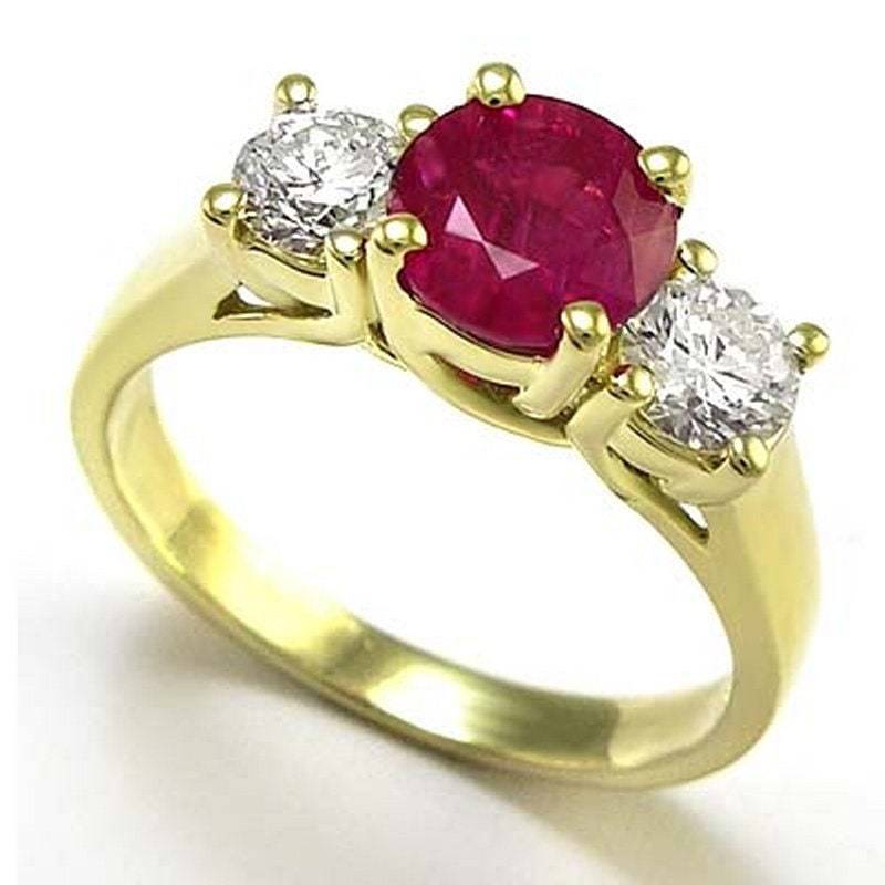 18 K Gelbgold Rubin Diamant Verlobungsring von AnzorJewelry