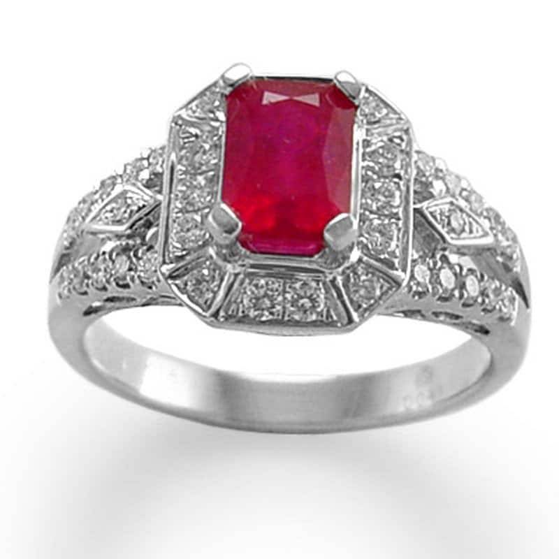 18 K Gold Echte Rubin Und Diamant Verlobungsring von AnzorJewelry