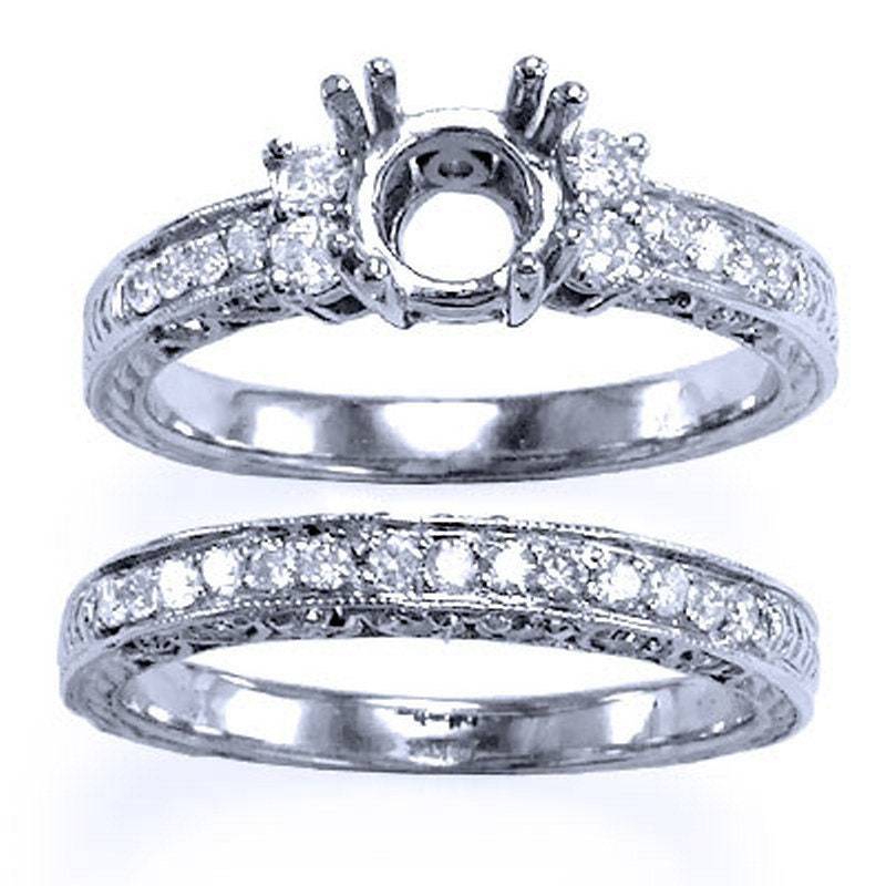 18 K Weißgold Diamant Verlobungsring Hochzeit Band Braut Set von AnzorJewelry