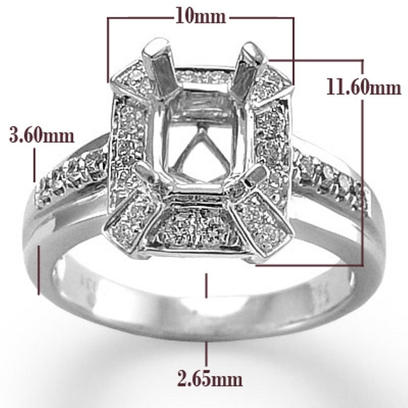 18 K Weißgold Diamant Verlobungsring Semi-Mount von AnzorJewelry