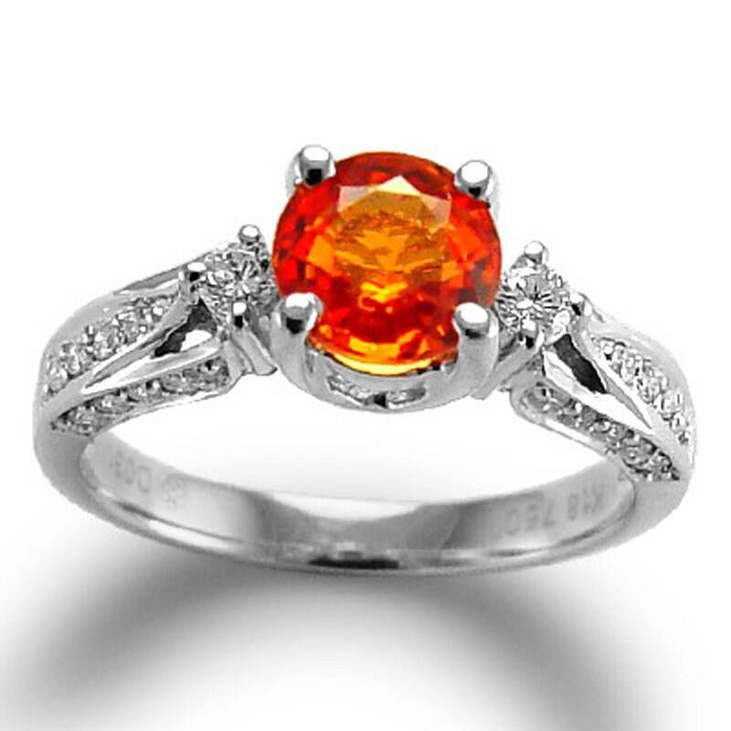 18 K Weißgold Orange Saphir Diamant Jahrestag Ring 1, 25 Ct von AnzorJewelry