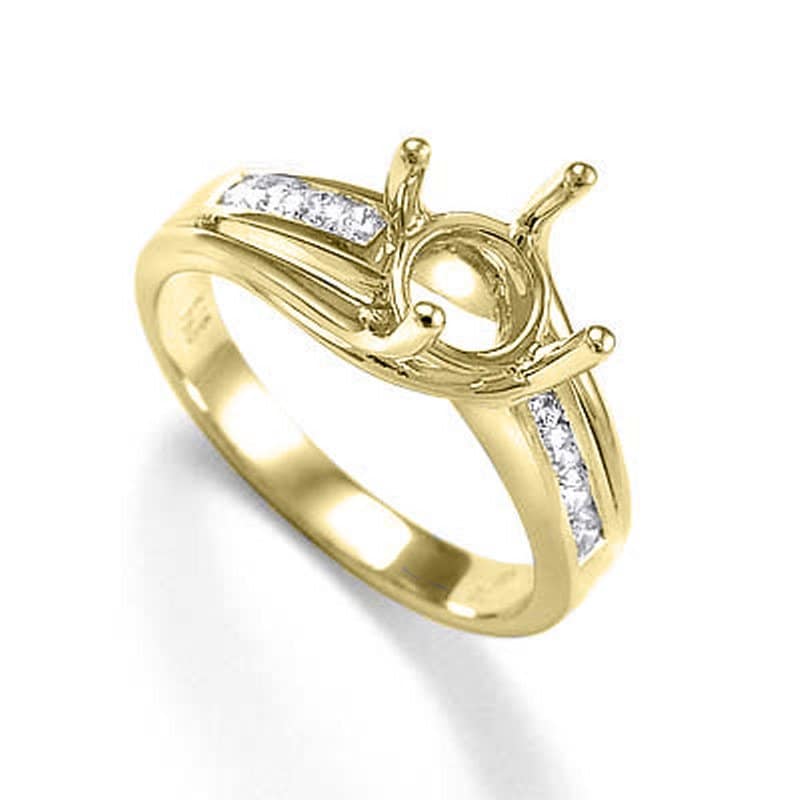 18K Gelbgold Diamant Verlobungsring Semi-Mount von AnzorJewelry