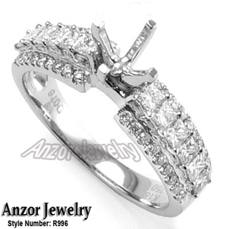 18K Weißgold Diamant Verlobungsring #r996 von AnzorJewelry