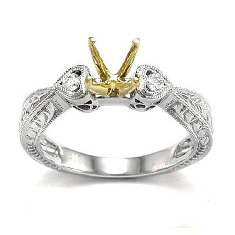 18K Zwei-Ton Gold Semi-Mount Diamant-Ring von AnzorJewelry