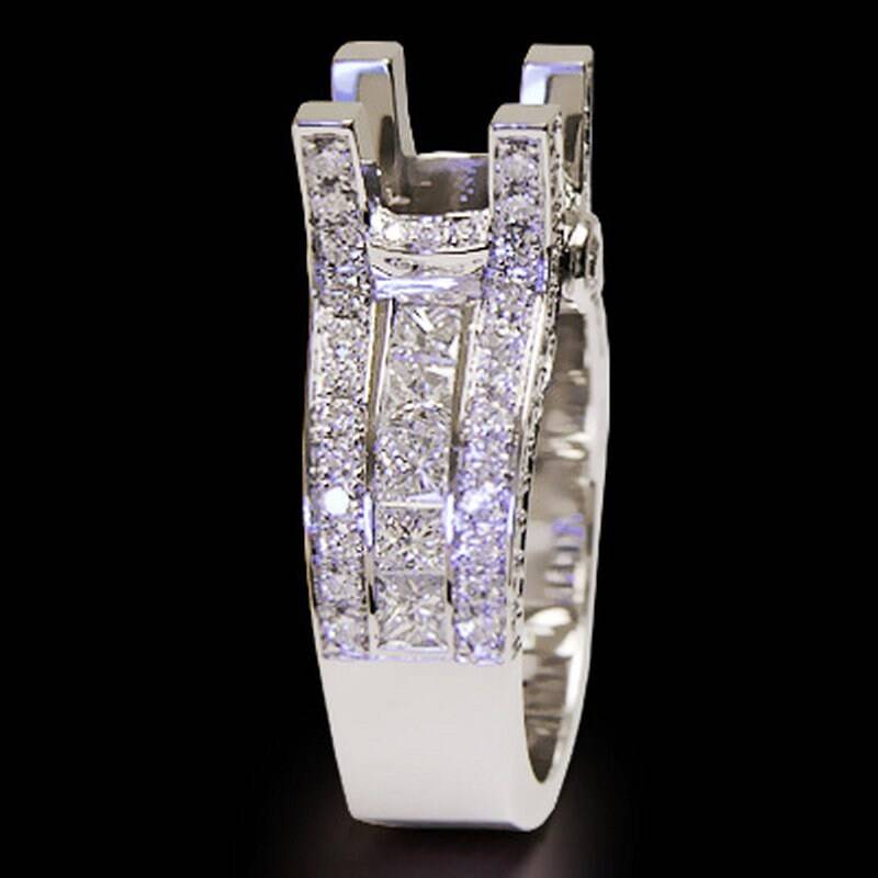 950 Palladium Breiter Semi Mount Diamant Verlobungsring Pave Fassung von AnzorJewelry