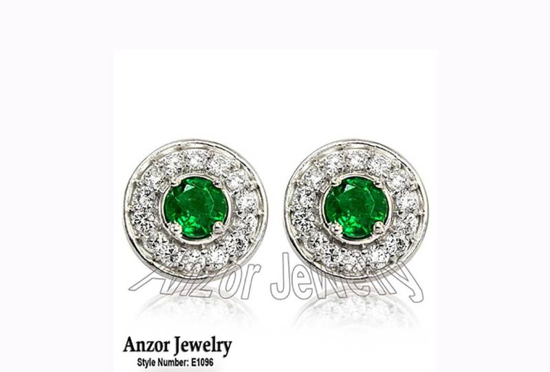 950 Platin 1.20 Ct.t.w. Smaragd .82Ct Diamant Ohrstecker #e1096 von AnzorJewelry