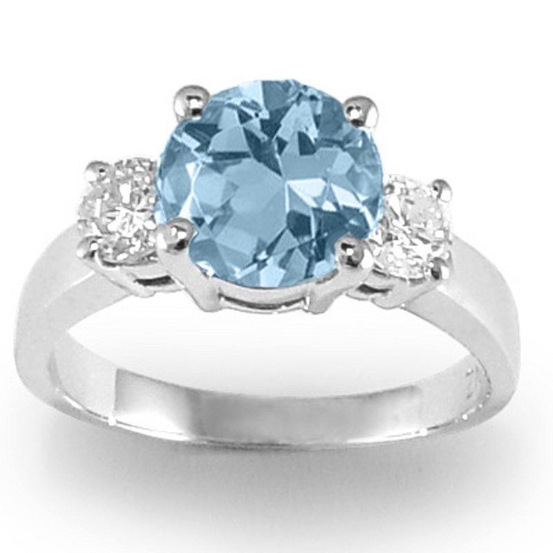 Aquamarin Und Diamant Verlobungsring in Platin 950 von AnzorJewelry