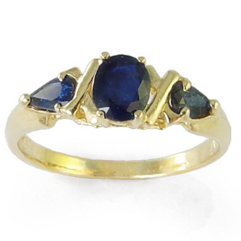 Ceylon Saphir Drei Stein Ring 14K Mutter von AnzorJewelry