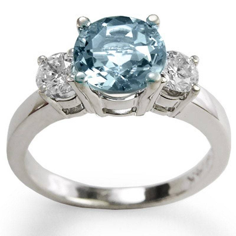 Erstaunliche 18 K Weißgold Echte 8mm Aquamarin G-/ Vs-2 Diamant Verlobungsring Erstaunliche 18 K Weißgold Echte 8mm Aquamarin G-/ Vs-2 Diamant Verlobungsring von AnzorJewelry