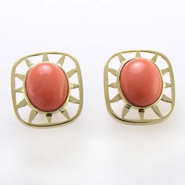 Korallen Massiv 14K Gelbgold Ohrringe E613 von AnzorJewelry