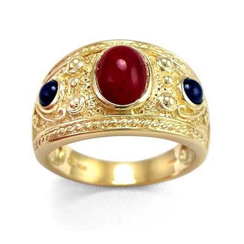 Männer 14 K Gold Rubin & Saphir Ring von AnzorJewelry