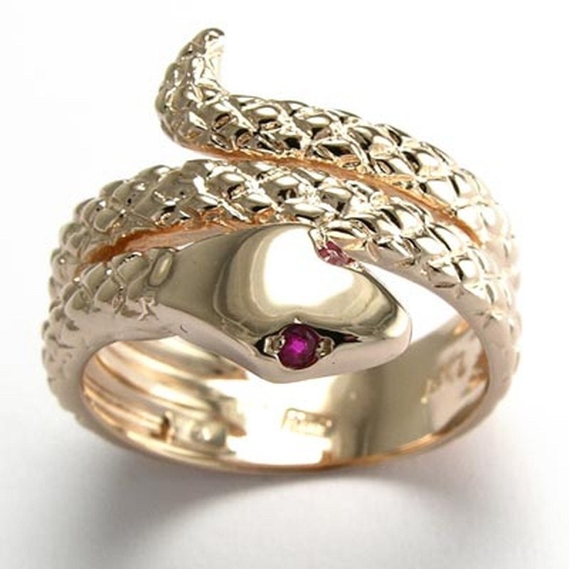 Mann Oder Frau Solid 14K Rose Gold Schlange Ring von AnzorJewelry