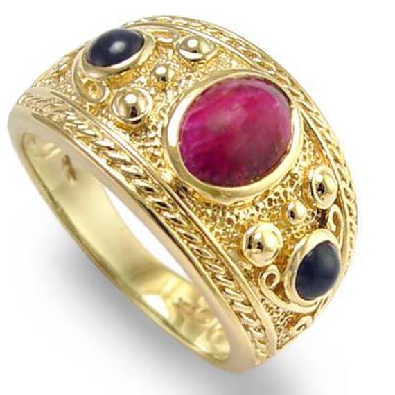 Massiver 585Er Gelbgold Rubin & Saphir Herrenring #r220 Massiver 585Er Gelbgold Rubin & Saphir Herrenring #r220 von AnzorJewelry