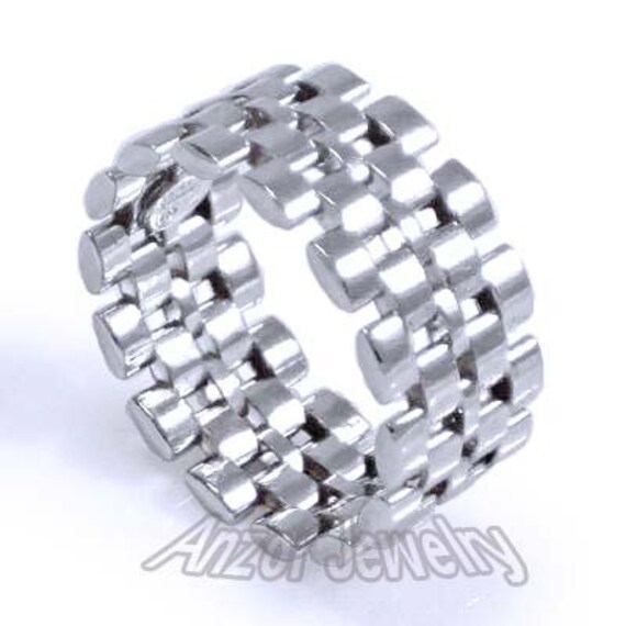 Panther Link Band Herren Ring in Silber R2023 von AnzorJewelry