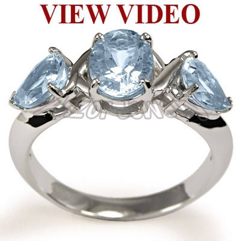 Platin Natürliche Aquamarin Drei Stein Ring 2, 50 Cwt von AnzorJewelry