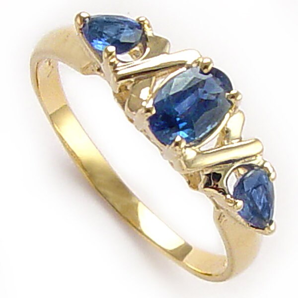 Saphire Drei Stein-Ring 14K Gold R326 von AnzorJewelry